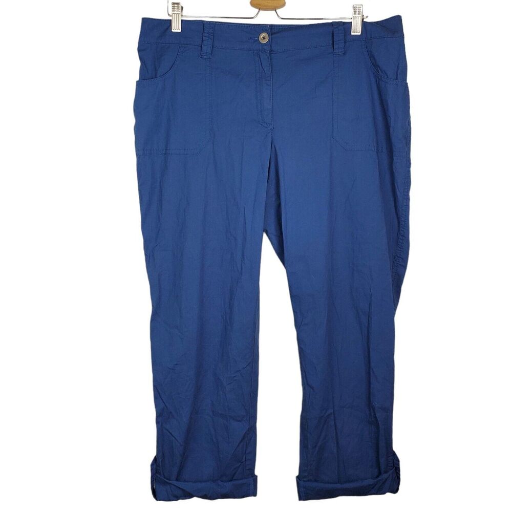 Chico's Blue Mid Rise Fold Up Cuffed Hem Cotton Spandex Pants Sz 2.5